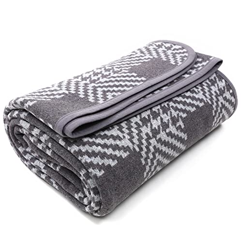 PuTian Merino Wool Blanket - 63" x 51" Thick Warm Soft Twin Bed Throw - Great for Camping, Outdoors, Travel, Car, Couch, All Seasons Houndstooth Grey - color: Houndstooth Grey, size: 63x51
