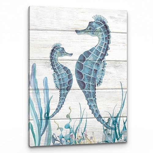 PHAMTE Seahorse Sea Animal Wall Art, Seashore Coastal Cottage Ocean Nautical Print Framed Canvas Painting Artwork For Home Coastal Beach House Bedroom Living Room Bathroom Office Decor(11x14 Inch) - color: Dinosaur, size: 14"L x 11"W