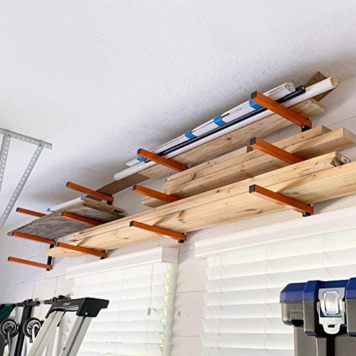 Ultrawall Wall Mount Wood Organizer and Lumber Storage Metal Rack with 3-Level - Indoor & Outdoor Use, 2 Pack - style: Industrial