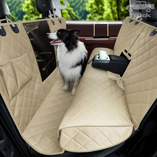 Lassie 4 in 1 Dog Floor Hammock for Crew Cab,100% Waterproof Backseat Cover Dog Seat Covers, Bench Protector for Ford F150, Chevy Silverado,GMC Sierra,Toyota Tundra,Ram 1500 Truck etc - color: Khaki, size: Truck