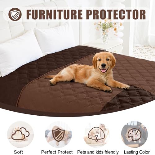 Smiry Waterproof Dog Bed Cover Blanket 30x53, Soft Reversible Pet Blanket, Washable Leakproof Cats Dogs Couch Cover for Sofa, Couch, Furniture, Brown/Chocolate - color: Brown/Chocolate, size: 30x53 Inch