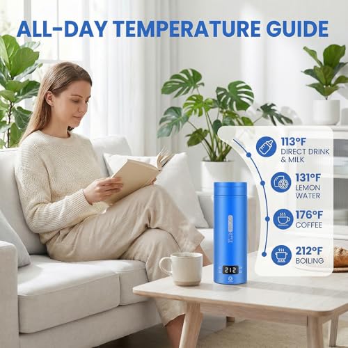 Travel Kettle,Portable Electric Kettle with Temperature Control, Brews Two Cups of Coffee, 316 Stainless Steel Inner Tank, Elegant Blue - color: bule