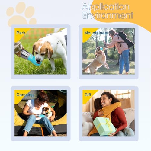 Portable Dog Water Bottle, 24 OZ, Stainless Steel Leak Proof Puppy Water Dispenser with Drinking Feeder for Pets Travel, Walking, Hiking and Outdoor Activities - size: 24 OZ - Blue, style: Button switch