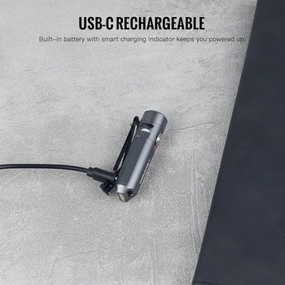 ThruNite Ti Keychain Flashlight, USB-C Rechargeable EDC Pocket Light, 650 Lumens with Magnetic Tailcap, 5 Modes, IPX-6 Waterproof Mini Flashlight for Camping, Everyday Carry (Grey) - color: Grey Cool White