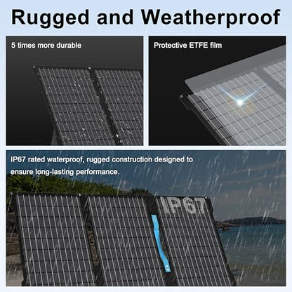 45W Portable Solar Panels Chargers with USB-C, USB-A and DC Outputs Foldable IP67 Waterproof Solar Panel for Camping,Power Emergency for Small Power Station,Phones, Power Banks - style: EP-45W