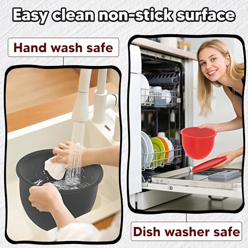 Silicone Bowl Liners for 5 Qt Stand Mixers, 3 Pack Reusable Nonstick Mixing Bowl Covers with Lids, Food Grade Silicone Mixer Liners, Kitchen Accessories for Baking Tools