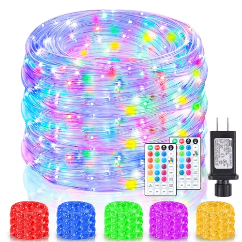 Nazuwke 132Ft Rope Lights for Outside, Waterproof 18 Colors Changing Rope Lights Fairy String Lights with Remotes, 400 LEDs Dimmable Twinkle Christmas Lights for Bedroom Patio Halloween Decorations - size: 132FT