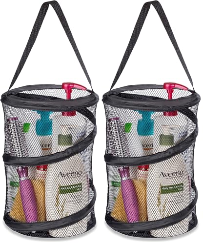 Handy Laundry Foldable Shower Caddy - Collapsible, Portable, Drainage Hole, Carry Handle, Large Compartments, Great Organizer for Camp, Travel, Gym, and Dorm (Black) (Pack of 2) - color: Black, size: Large (Pack of 2)