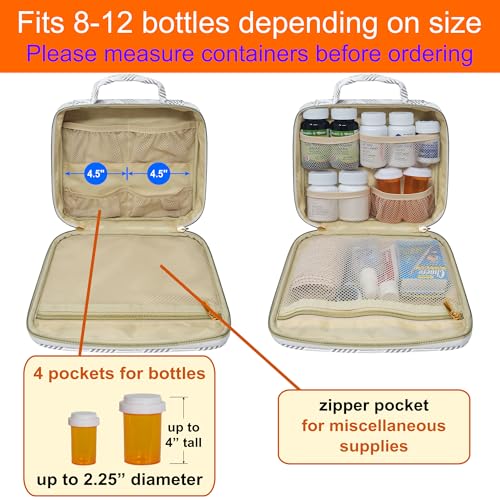 Medium Travel Pill Bottle Organizer, Slim Medicine Bag, Carrier for Medications and Medical Supplies - Jacquard Gray - color: - M Jacquard Gray