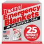 Mart Cobra Emergency Blanket 25-Pack Space Mylar Blankets Survival Gear and Supplies Reusable Thermal Camping Essentials Hiking First Aid Car Emergency Kit Prepper Foil Bug Out Bag Warm Cat Cold Snow - size: 25 Pack