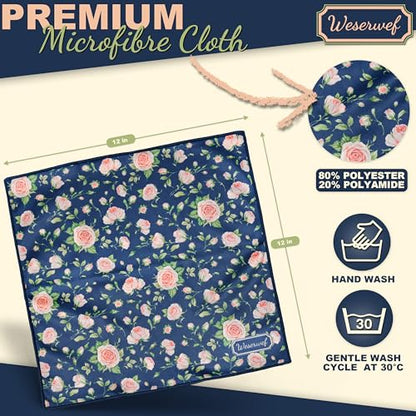 WESERWEF Design Microfiber Glasses Cleaning Cloth – Premium Cleaning Cloth for Eyeglasses, Screens, Tablets, Cameras & Lenses, 12" x 12", Ultra-Soft & Scratch-Free (Rose) - color: rose