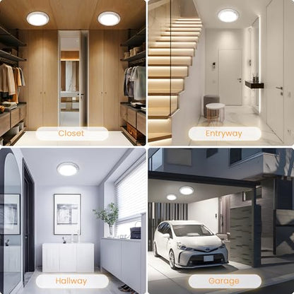 SunRider 2-Pack Rechargeable Motion Sensor LED Ceiling Light with Remote, Wireless Battery Operated 3CCT Dimmable Closet Lights for Shower Pantry - size: 2 Count (Pack of 1)