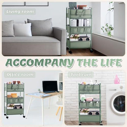 Honeydak 2in1 Baby Diaper Caddy Organizer Cart 3 Tier Large Capacity Metal Utility Bedside Rolling Cart with Divider Newborn Registry Nursery Essential Must Have Crib Bedroom Baby Shower(Green) - color: Green
