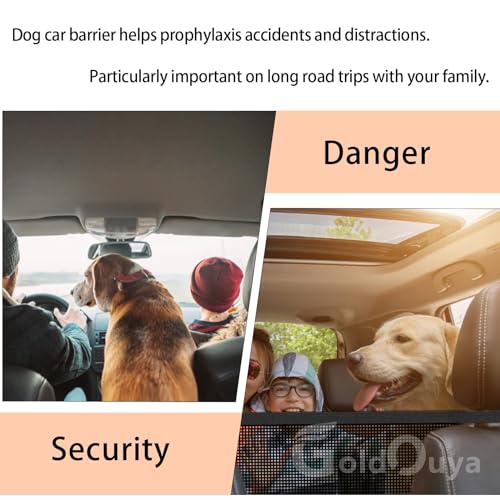 Car Dog Net Barrier, 21 x 21 in Adjustable Mesh Obstacle Car Dog Barrier Net Car Back Seat Pet Fence Car Pet Isolation Protective Network, Easy to Install and Clean