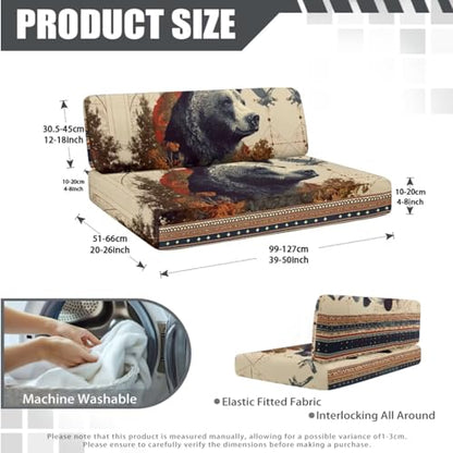 Bear Leaf Geometric Pattern 3 PCS RV Dinette Cushion Covers Wear-Resistan Camper Seat Covers Dinette Booth Camper Cushion Pillow Cover Sofa Slipover for Travel Trailer Couch - color: Bear Leaf Geometric