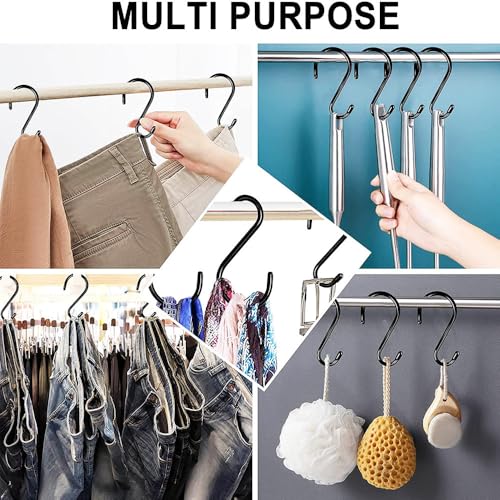 Generic 10 PCS S-Type Hooks, Versatile Heavy Duty Garage & Home Organizer, Black, Metal, Wall Mount, 10 Hooks, DJ0005