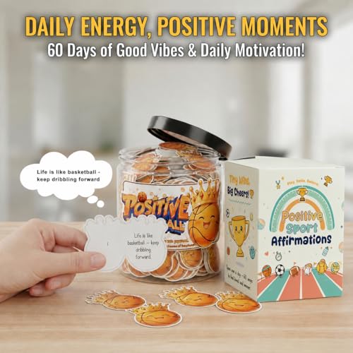 Positive Basketball Jar With 60 Affirmation Cards, Emotional Support Basketball, Basketball Gift For Teen Boys Girls And Men, Coach, Stocking Stuffers For Teen Boys - color: Positive Basketball
