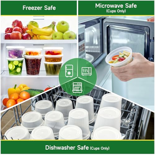 Dealusy 50 Set 24 oz Deli Containers with Lids, Leak-Proof BPA Free Plastic Take Out Bowls, Food Storage Containers for Takeout Meal Prep Storage, Freezer, Microwave & Dishwasher Safe - size: 24 oz