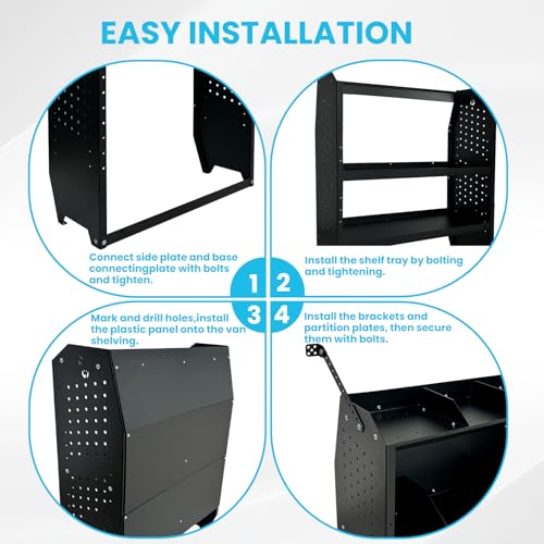Cargo Van Shelving Storage System Low/Mid/High Roof Steel Van Shelves Fit for Ford Transit,GMC,NV,Chevy Express, Promaster,Sprinter and Metris,52" W x 46" H x 13" D - size: 52" W x 46" H x 13" D