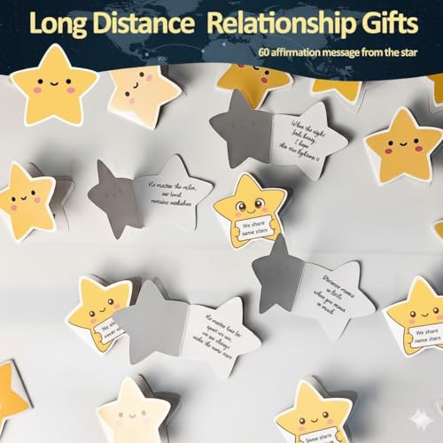 Long Distance Relationship Gift - Positive Star Jar with 60 Affirmation Cards, Moving Away Friendship, Star Gifts for Friend Couple Boyfriend Girlfriend Coworker, Inspirational Keepsake - color: Positive Star