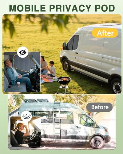 Insulated Blackout Van Window Covers Fit for Ford Transit 150 250 350 High/Medium Roof 2015-2025, Magnetic Van Front Door Side Window Shades (Pair) - Gray - size: Front Door (Pair)