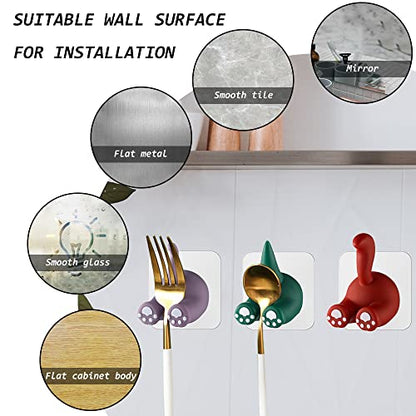 Yitexin 3 Pack Multi-Purpose Animal Tail Hooks, Cartoon Adhesive Wall Mount Hook, Cute Toothbrush Holder, Kitchen Bathroom Utility Hanger for Hanging Towel Key Hat, Cable Holder Organizer (3 Color)