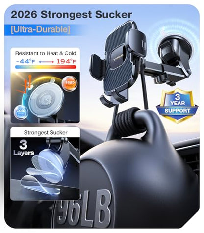 TORRAS【96+LBS Strongest Suction Ultra-Durable Cell Car Phone Holder Mount | Patent & Safety Certs, Fits Large Phones & Thick Cases, Extra Sticky Grip, Airbag Clamp, Temp-Resistant, All Road Conditions - color: Navy Blue