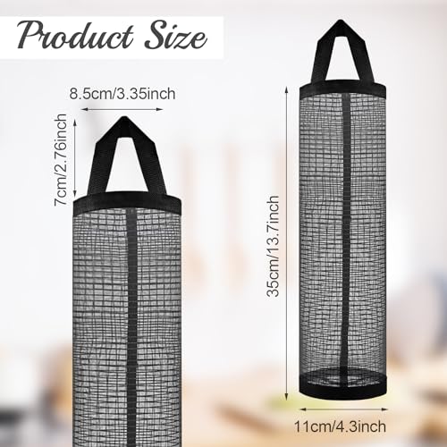 9 Pcs Plastic Bag Holder Washable Mesh Grocery Storage Dispensers Foldable Hanging Trash Bag Organizer for Home Kitchen - 3 Colors