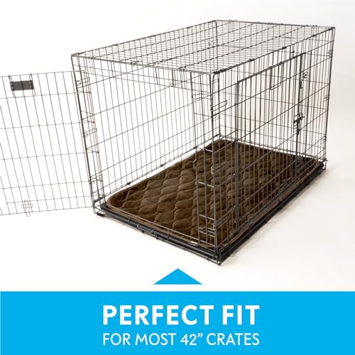 Paw Inspired Washable Padded Crate Mats for Dogs | 41” x 28” Pad, Fits 42-inch Kennels | Leakproof, Waterproof Bottom, Plush Pet Beds (Dark Brown) - color: Dark Brown, size: 42 Inch