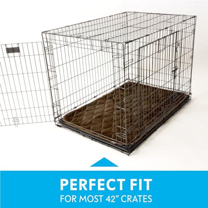 Paw Inspired Washable Padded Crate Mats for Dogs | 41” x 28” Pad, Fits 42-inch Kennels | Leakproof, Waterproof Bottom, Plush Pet Beds (Dark Brown) - color: Dark Brown, size: 42 Inch