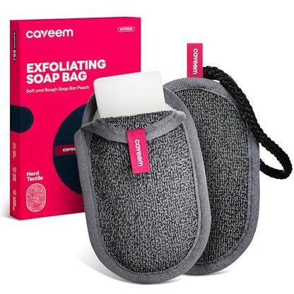 CAVEEM Soap Bag, Rough Exfoliation Soap Pouch for Bar Soap, Soap Mesh Pocket Bar Holder Washing and Drying Bags, Soap Sack Sponge Bag for Shower Bath (2 Pack) - style: Rough Exfoliation