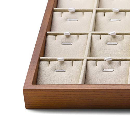 Oirlv Wood 24 Grids Jewelry Tray with Removable Inserts Jewelry Pads Necklace/Pendant Display Organizer Tray(Creamy White) - color: Creamy-white 24 grid necklace/pendant jewelry tray