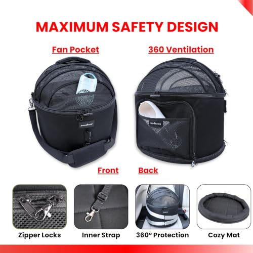 Crash-Tested 3-in-1 Portable Small Dog Car Seat, Cat Bed & Pet Carrier – CPS Certified for Crash Protection & Safe Travel (Black) - color: Black