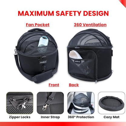 Crash-Tested 3-in-1 Portable Small Dog Car Seat, Cat Bed & Pet Carrier – CPS Certified for Crash Protection & Safe Travel (Black) - color: Black