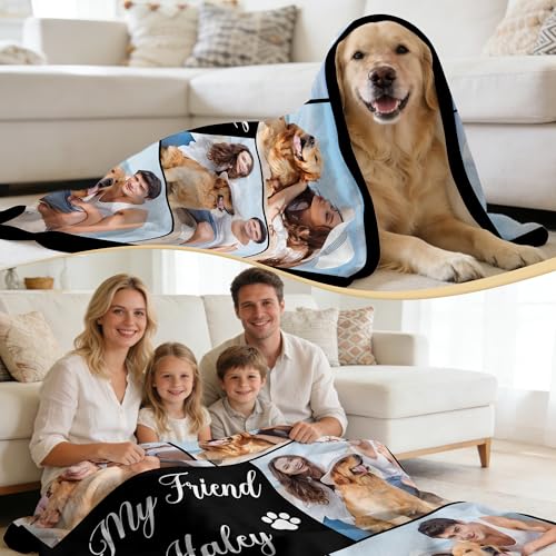 Custom Dog Blanket with Photo, Personalized Name Blanket with Picture for Pets Lover Family Women Men, Customized Dog/Cat Loss Sympathy Bereavement Passing Away Gifts/Memorial Gifts for Pet - color: Design14