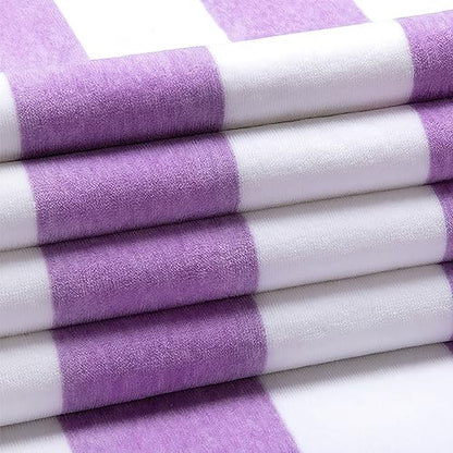 HENBAY Cotton Oversized Beach Towel - Large 70 x 35 Inch Pool Towel, Purple Striped Quick Dry Swimming Cabana Towel - color: Purple