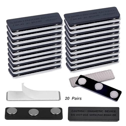 20 Pack Magnetic Curtain Closure with Adhesive for Blackout Blind Accessory, Window Blinds, Name Badge Holders, Curtain Magnet with Super Strong Magnets for Blackout Curtains (20 Pairs) - size: 20 pairs
