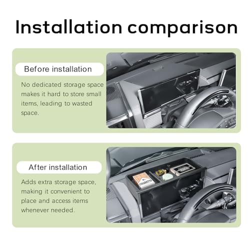 HGWEI Dash Storage Box Compatible with 2022-2025 GMC Hummer EV Pickup/SUV Interior Accessories, Center Console Dashboard Organizer Tray Mount Holder 12.3" Car Speed Dashboard (Behind Steering Wheel)
