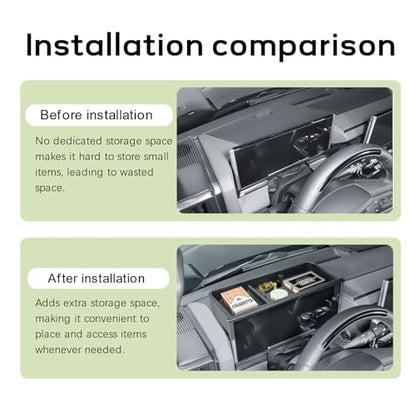 HGWEI Dash Storage Box Compatible with 2022-2025 GMC Hummer EV Pickup/SUV Interior Accessories, Center Console Dashboard Organizer Tray Mount Holder 12.3" Car Speed Dashboard (Behind Steering Wheel)