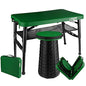 Small Folding Table and Stool, Portable, Adjustable Height, Camping & Picnic Table, 4 Foot, Lightweight - color: Green
