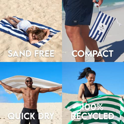 Dock & Bay Customized Beach Towel - Quick Dry, Sand Free - Compact, Lightweight - 100% Recycled - Includes Bag - Cabana - Bondi Blue - Large - color: Cabana - Bondi Blue, size: Large - Customize (160x90cm, 63x35")