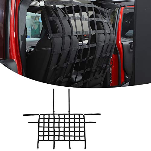 JeCar for Jeep Wrangler Cargo Net Back Seat Divider Net Rear Trunk Dog Barrier for 2007-2024 Jeep Wrangler JK JL Gladiator JT 2DR 4DR (Black) - color: Black