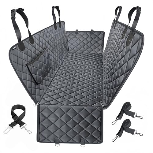Dog Car Seat Cover for Back Seat,Heavy Duty Dog Hammock for Car with Side Flap,100% Waterproof Pet Backseat Cover, Anti-Scratch Nonslip Pet Seat Protector for Cars Trucks and SUV (Black) - color: Black