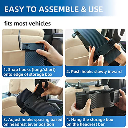 OUSHASAA 3-in-1 Car Headrest Backseat Organizer with 3.7" Backseat Cup Holder for Car, Seat Back Organizer with Hooks - size: 1-PACK