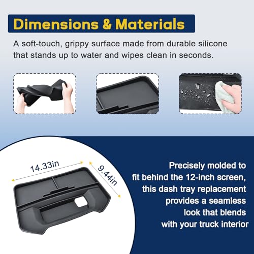 EDBETOS 12" Dashboard Storage Tray for 2019-2025 2026 Dodge RAM 1500 Accessories, 12 Inch Screen Dashboard Organizer Center Console Dash Storage Box Silicone Interior Storage Insert Replacement