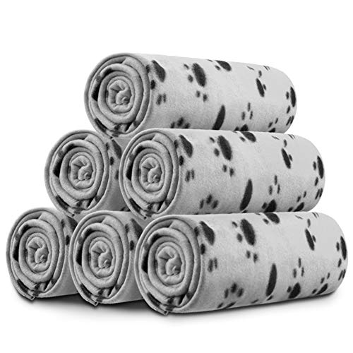 Comsmart Dog Blankets for Small Dogs, 6 Pack Puppy Blanket Cute Paw Print Pet Blanket for Dog, Puppy, Cat, Kitten, 39x35 inches, Grey - color: Grey, size: 6 Pack of 39x35 Inches