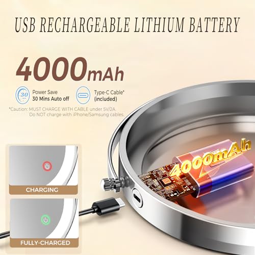 Rocollos Rechargeable Wall Mounted Lighted Makeup Mirror Chrome, 8 Inch Double-Sided LED Vanity Mirror 1X/10X Magnification,3 Color Lights Touch Screen Dimmable 360°Swivel 13 Inch Extendable - color: 8 Inch Chrome