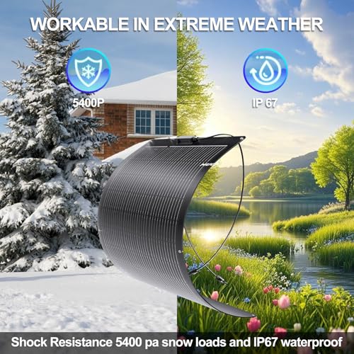 100W Flexible Solar Panel, Bendable 12V Monocrystalline, Ultra-Thin Bendable 3mm, Mono Off-Grid Charger for Marine RV Cabin Van Car Boat Curve Surfaces - size: 100W Panel