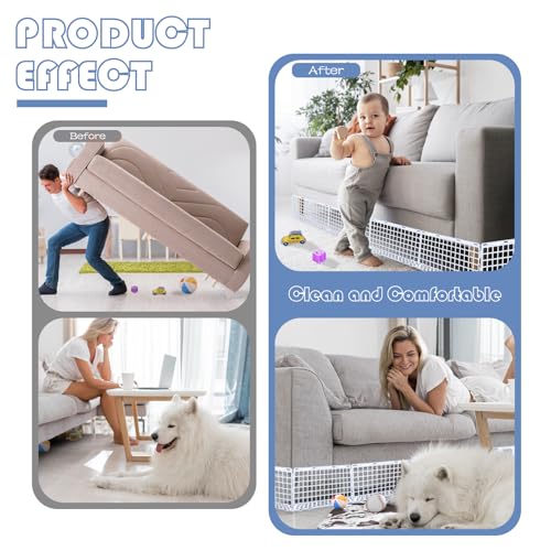 12 Pcs Under Couch Blocker for Bed Adjustable Furniture Plastic Under Bed Blocker with 30 Ties White Couch Barriers for Dogs Pets Cats (Style3) - color: Style3