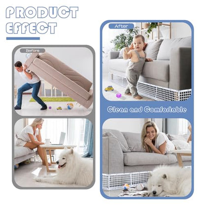 12 Pcs Under Couch Blocker for Bed Adjustable Furniture Plastic Under Bed Blocker with 30 Ties White Couch Barriers for Dogs Pets Cats (Style3) - color: Style3